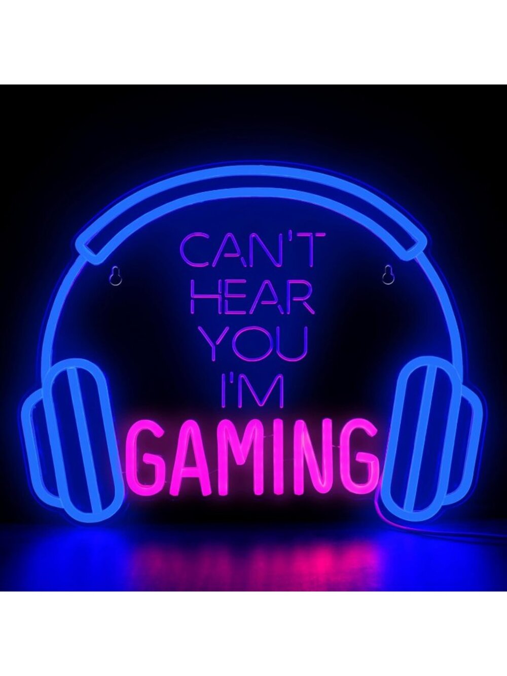 Can't Hear You I'm Gaming Neon Sign Blue Pink USB Powered LED Light Gaming Neon